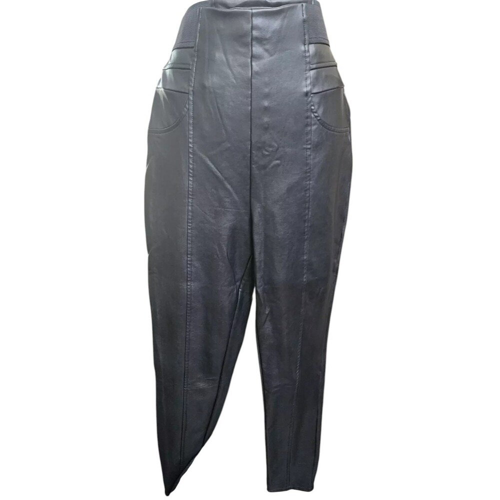 GUESS Black Faux Leather Pants Size Large Chic